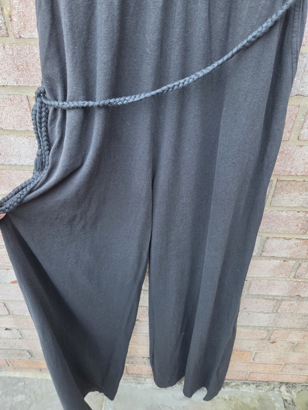 PACT NWT Organic Cotton Wide Leg Jumpsuit Charcoal Black Size M - Picture 6 of 9